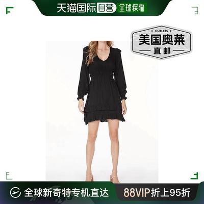 bobi黑色荷叶边 Night Out 迷你连衣裙 - 黑色 【美国奥莱】直发