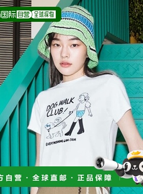 1h可退 日本直邮MEDE19F 女装 纯棉 短款印花T恤 半袖 白色 72029