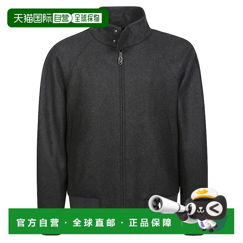 香港直邮FENDI 男士夹克 FW1333APOAF0UU0 CO 灰色 羊绒飞行员夹