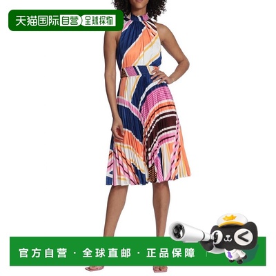 自营maggy londonMulti Print High Neck Pleated A-Line Dress I