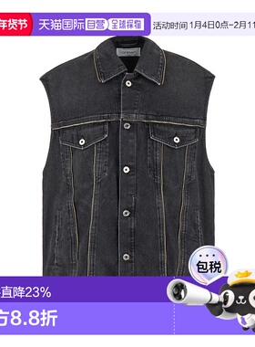 1h可退 香港直邮off-white 男士 灰色拉链牛仔马甲 OMYR001F23DEN