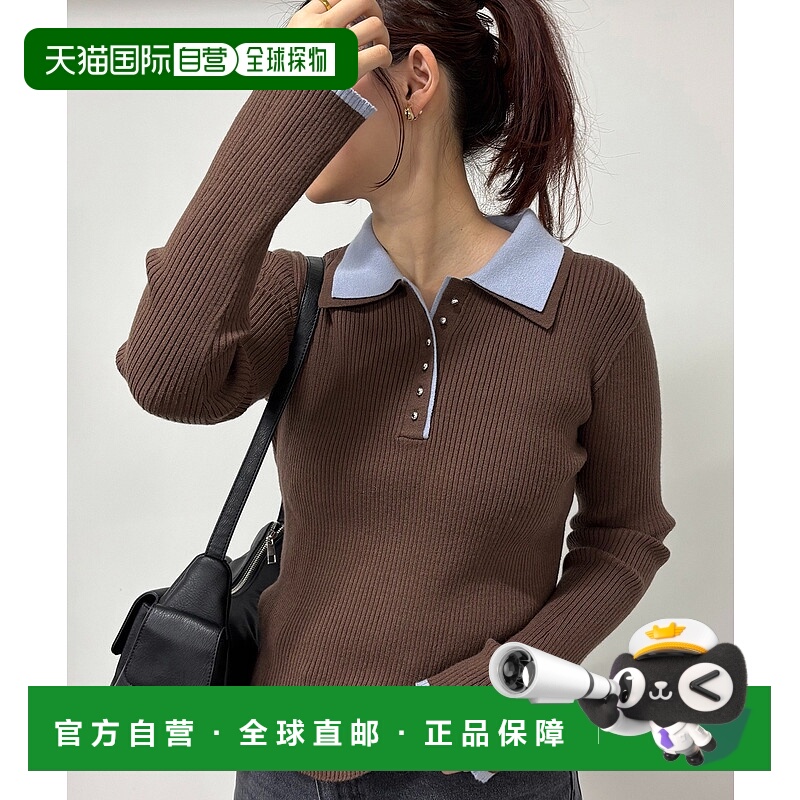 1h可退 日本直邮VIS女装双色设计修身针织POLO上衣 宽松短款 2025