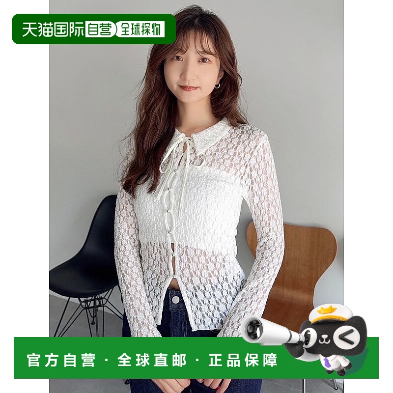 1h可退 日本直邮dazzlin 女装 蕾丝拼接修身半透明衬衫 022540401