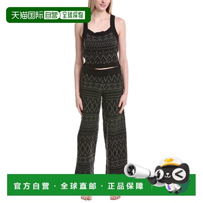 自营Sanctuary 2pc Crop Tank & Pant Pajama Set - black 美国奥
