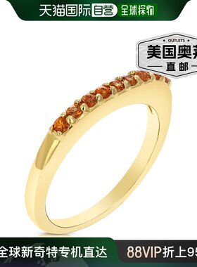 vir jewels 1/4 cttw 橙色蓝宝石结婚戒指 黄金镀银 - 黄色 【美