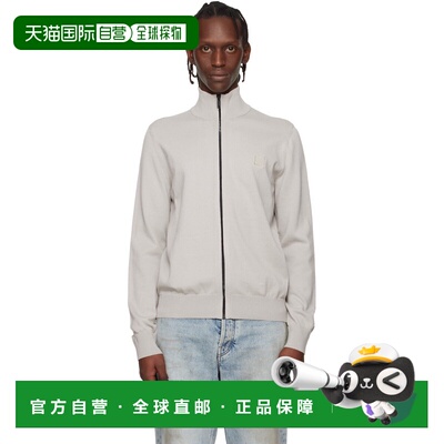 香港直邮BOSS 波士 男士 灰色 Cotton Cashmere Knitted Logo Pat
