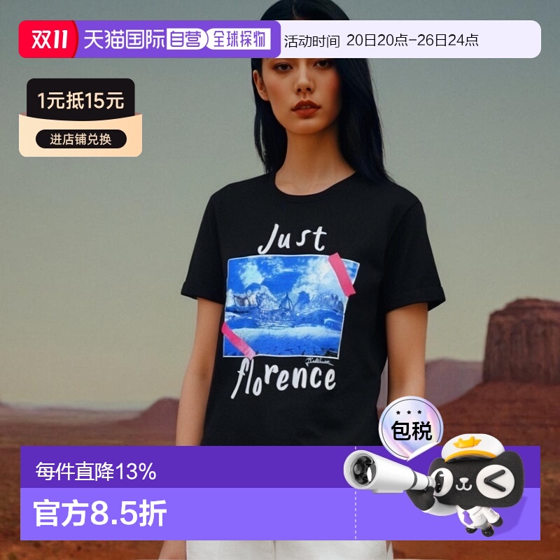 香港直邮JUST CAVALLI /女士图案印花全棉短袖T恤S02GC03430663