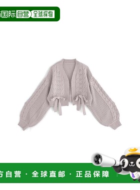 日本直邮日潮 GRL绞花编织 宝石丝带 针织开衫tt010短款
