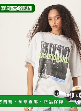 香港直邮ASOS 女士 championships 设计宽松款网球印花灰色T恤(ic