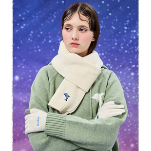 韩国直邮WAIKEI韩国小众设计师狗狗图案时尚日常围巾YK22FWAC02