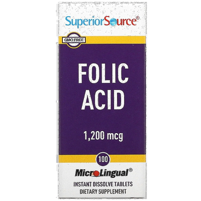 香港直发superior source叶酸速溶片膳食补充剂100片直接保健品