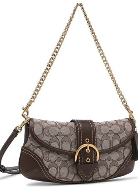 日本直邮Coach Soho Bag 25 经典提花单肩包棕色女士 CAN45 B4S0M