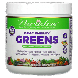 香港直邮Paradise Herbs,ORAC 绿色能源，6.4 盎司（182 克）补充