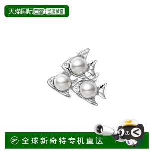 日潮跑腿MIKIMOTO御木本 三只小鱼Akoya珍珠胸针 18K白金 2.0cm