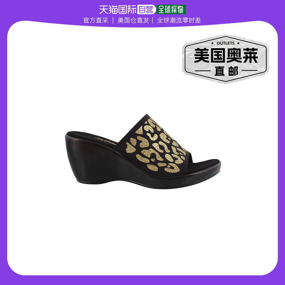 onexdolores sandal - medium in black/gold leopard - black/go