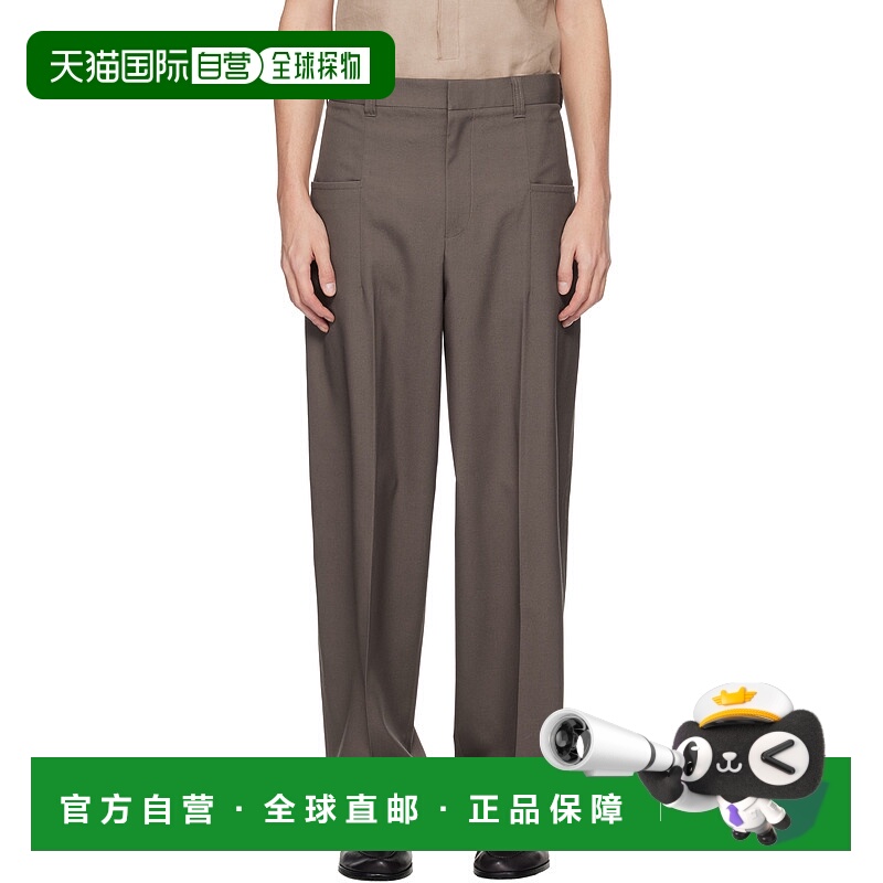 香港直邮zegna 杰尼亚 男士 棕色 Flat Front 长裤 987038A9739