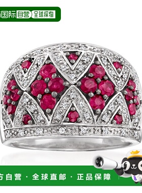自营 Ross-Simons Ruby and . Diamond Dome Ring in Sterling Si