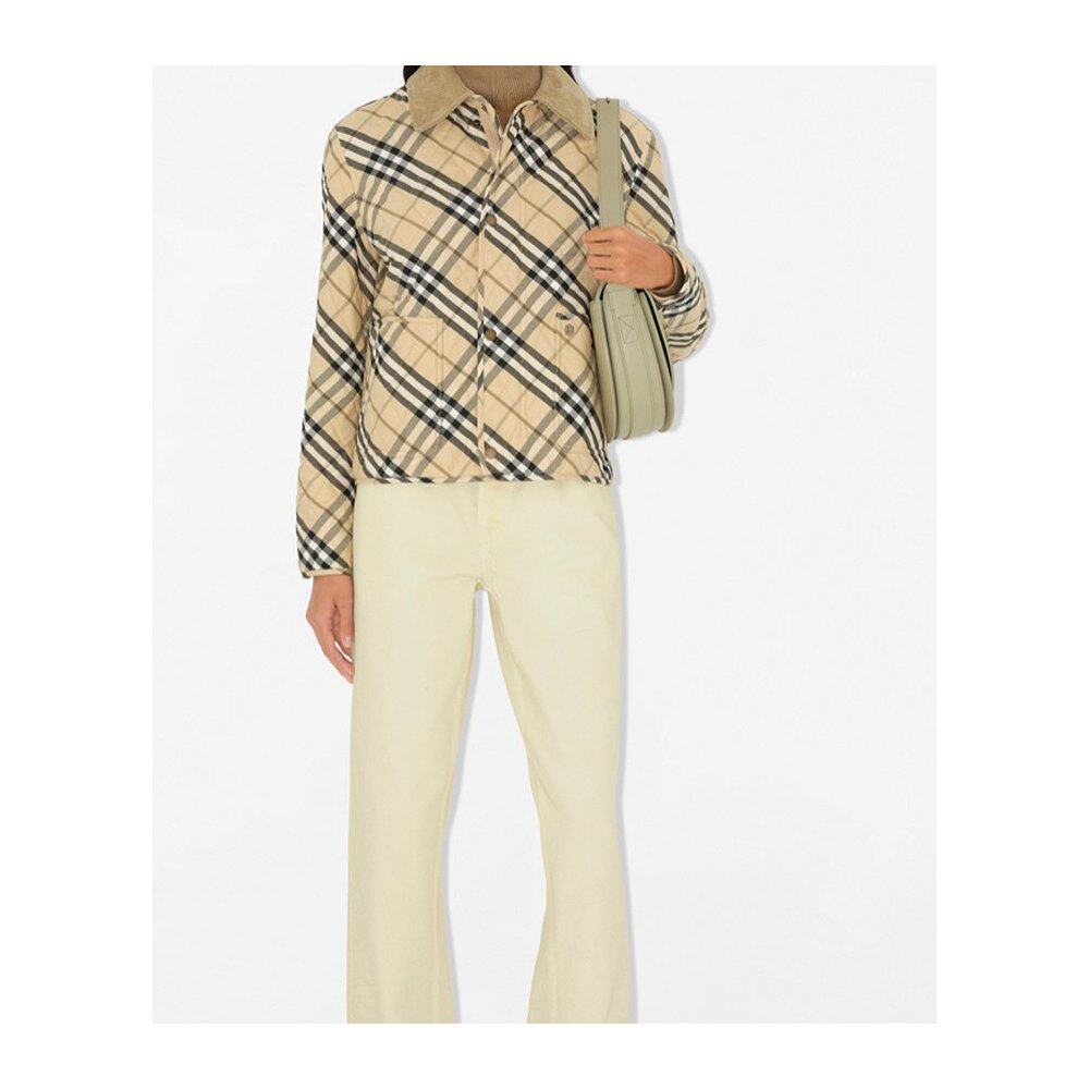 BURBERRY 女士外套 80999331 AW2024 花色 短款格纹绗缝棉服