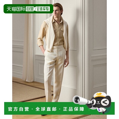 自营欧洲直邮Ralph Lauren拉夫劳伦 Gregory男士奶油色格纹裤子