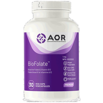 加拿大直邮AOR 生物叶酸 1 毫克（30 粒胶囊）
