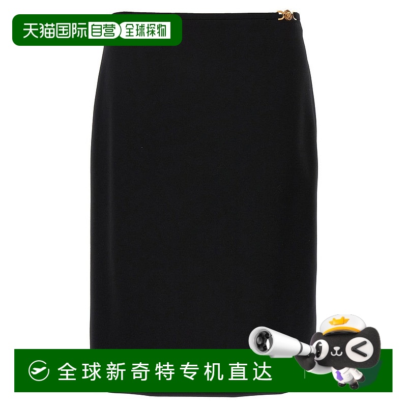 自营 versace定制弹力羊毛迷笛裙，带标志细节-黑色 【美国奥莱】