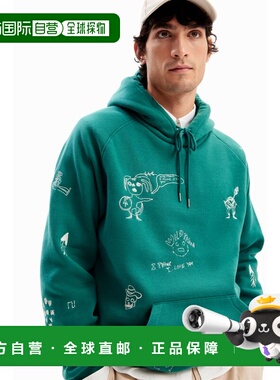 日本直邮Desigual 24SMSK13 刺绣连帽衫（绿色）卫衣