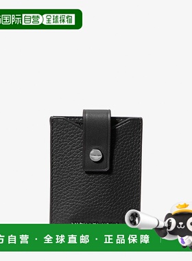自营michael korsHudson Pebbled Leather Snap Card Case - blac