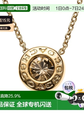 日本直邮 COACH蔻驰女士经典LOGO玫瑰金粉吊坠水晶项链礼物F54514