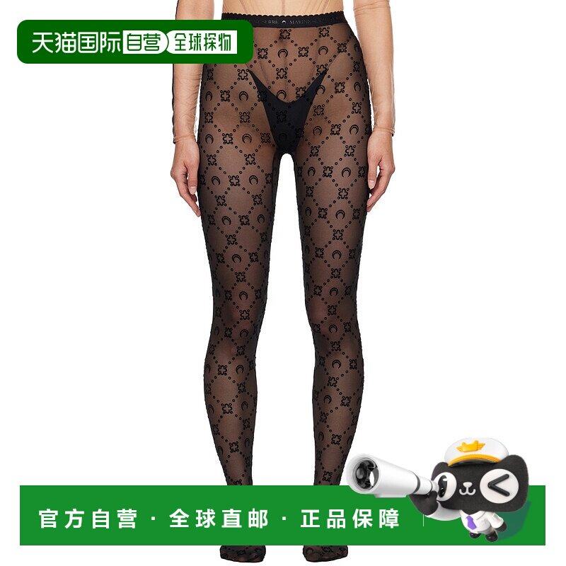 1h可退 香港直邮潮奢 Marine Serre 女士 黑色 Moonogram 连裤袜