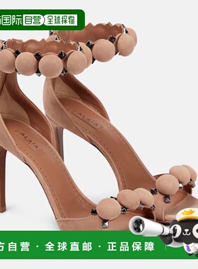 1h可退 香港直邮Alaia 女士 La Bombe 90 绒面革凉鞋 pink粉色 舒