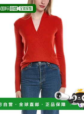 自营sofiacashmere现代人造羊毛和羊绒混纺毛衣-橙色 美国奥莱直