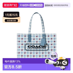香港直邮COACH 女士经典标志格纹樱桃手提包单肩包女包CES71IMN48