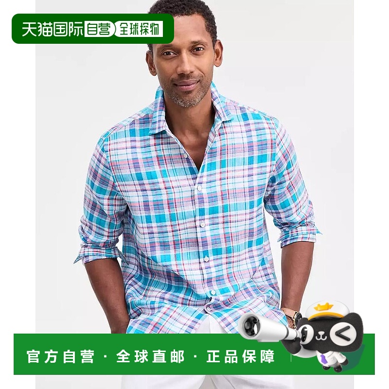 【美国直邮】club room 男士 衬衫格子格纹亚麻男装
