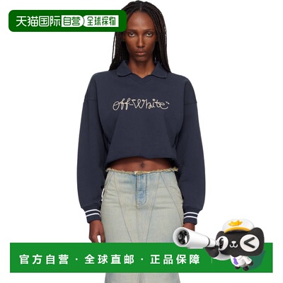 1h可退 香港直邮off-white 女士 海军蓝 Embroidered Script Polo