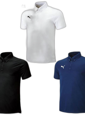 日本直邮PUMA 男式SS Polo 衫足球服服上衣 Polo 衫短袖纽扣运动