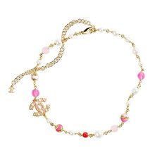 CHANEL/香奈儿24新款 女士金链粉白珍珠串项链