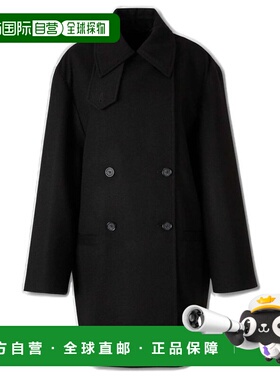 1h可退 香港直邮潮奢 toteme 女士 黑色 Broad 双排扣大衣 261WRO