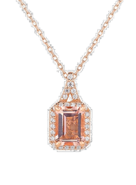 自营 Suzy Levian Rose 纯银摩根石粉红色立方氧化锆光环吊坠 -