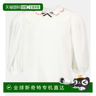 香港直邮潮奢 缪缪 1h可退 Miu white白色 女士 真丝双绉上衣