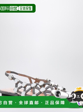 1h可退 香港直邮The Attico 女士 GRID 深灰芭蕾平底鞋 250WSH008