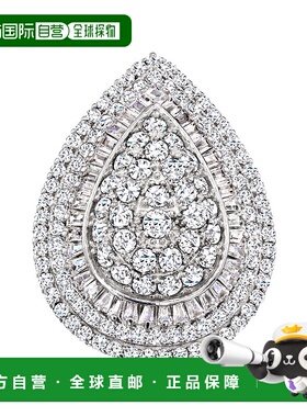 自营 925 纯银 Ross-Simons 圆形和长方形 CZ 鸡尾酒戒指 - 白色