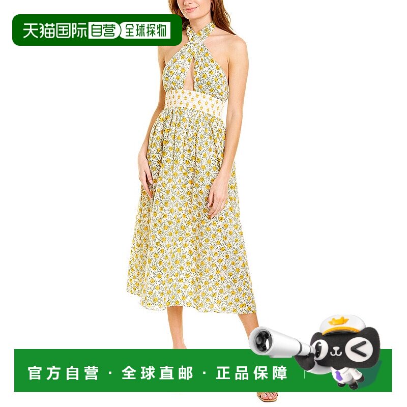自营 Ash & Eden Mira 挂脖长早秋新款连衣裙 黄色 美国奥莱直发