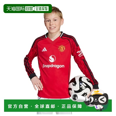 香港直邮ADIDAS Manchester United 25/26 主场青少年长袖T恤 中