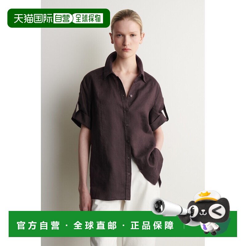 自营欧洲直邮COS 女士红色亚麻七分袖衬衫短袖背心图片