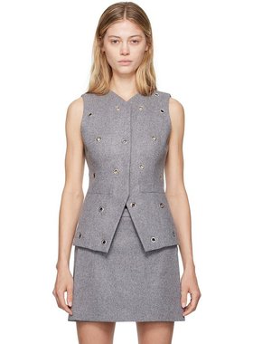 美国直邮MSGM 灰色铆钉背心