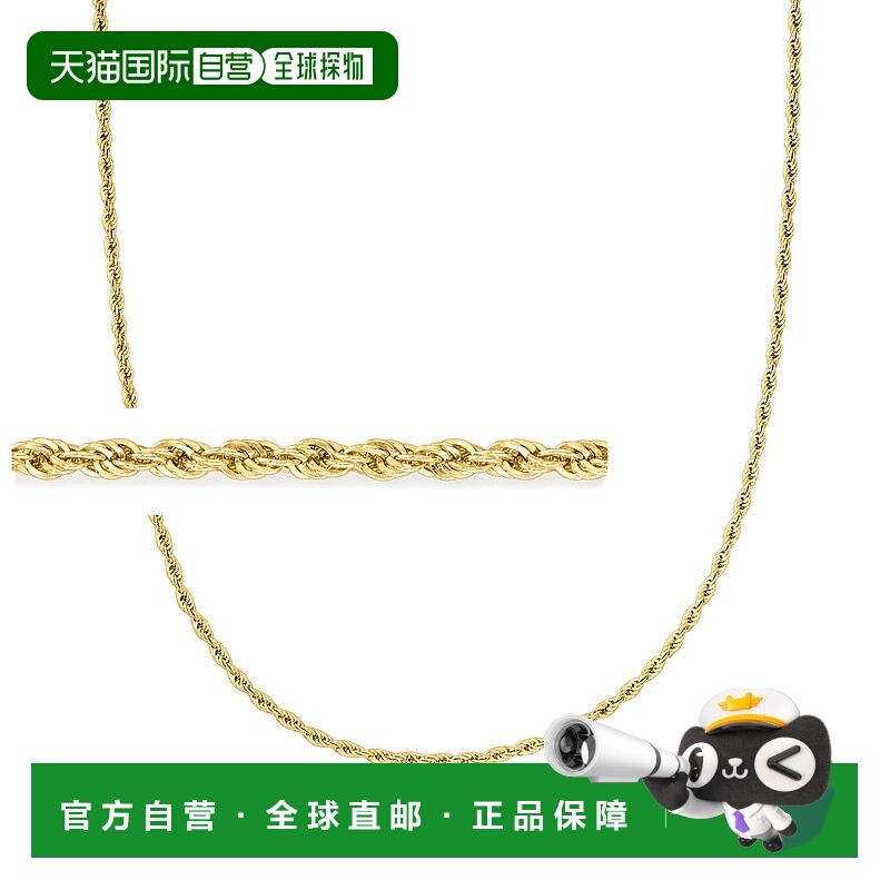 自营 Ross-Simons 2mm 18kt Gold Over Sterling Rope-Chain Neck
