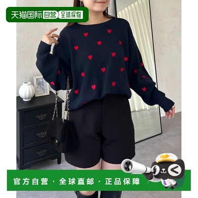 1h可退 日本直邮prose verse 女装 心形刺绣宽松针织上衣 半高领