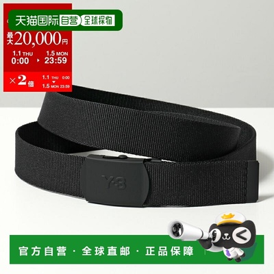 日本直邮Y-3 男士腰带 KA2308涤纶提花织带带金属扣和标志黑色