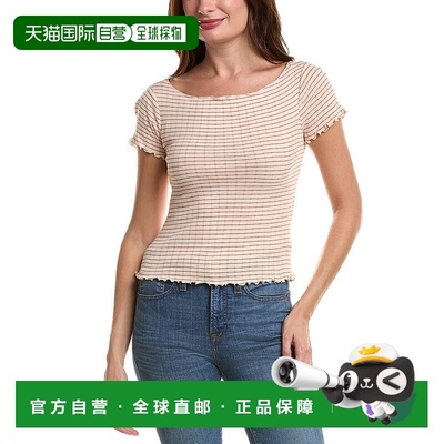 自营Project Social T Camille Striped Pointelle T-Shirt - whi