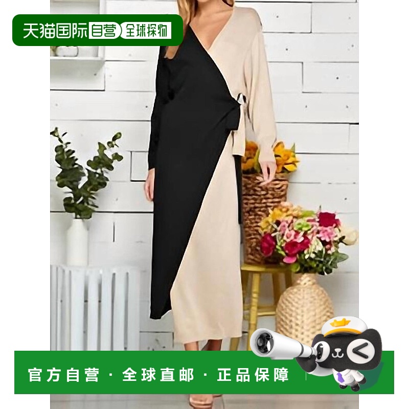 自营sweet lemonLettie Wrap Duster Cardigan In Beige Black -